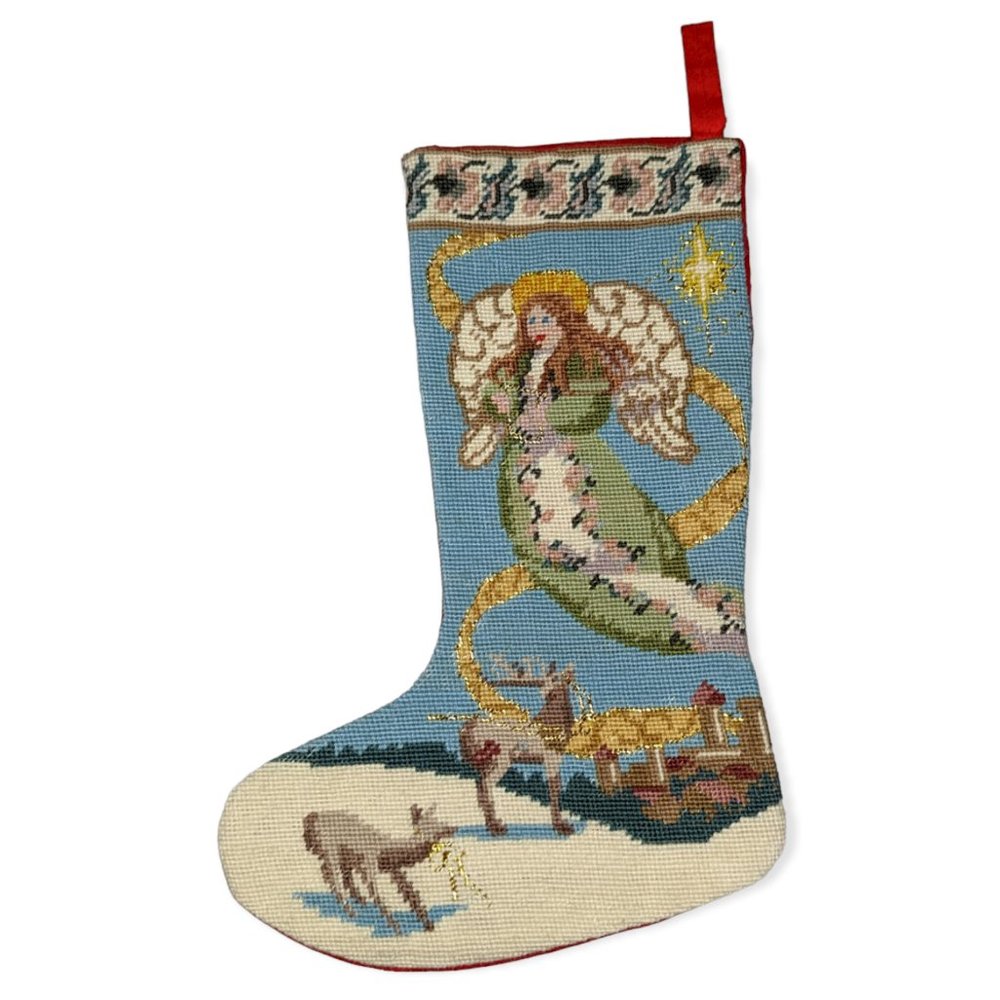 Needlepoint Angel Smaller Stocking